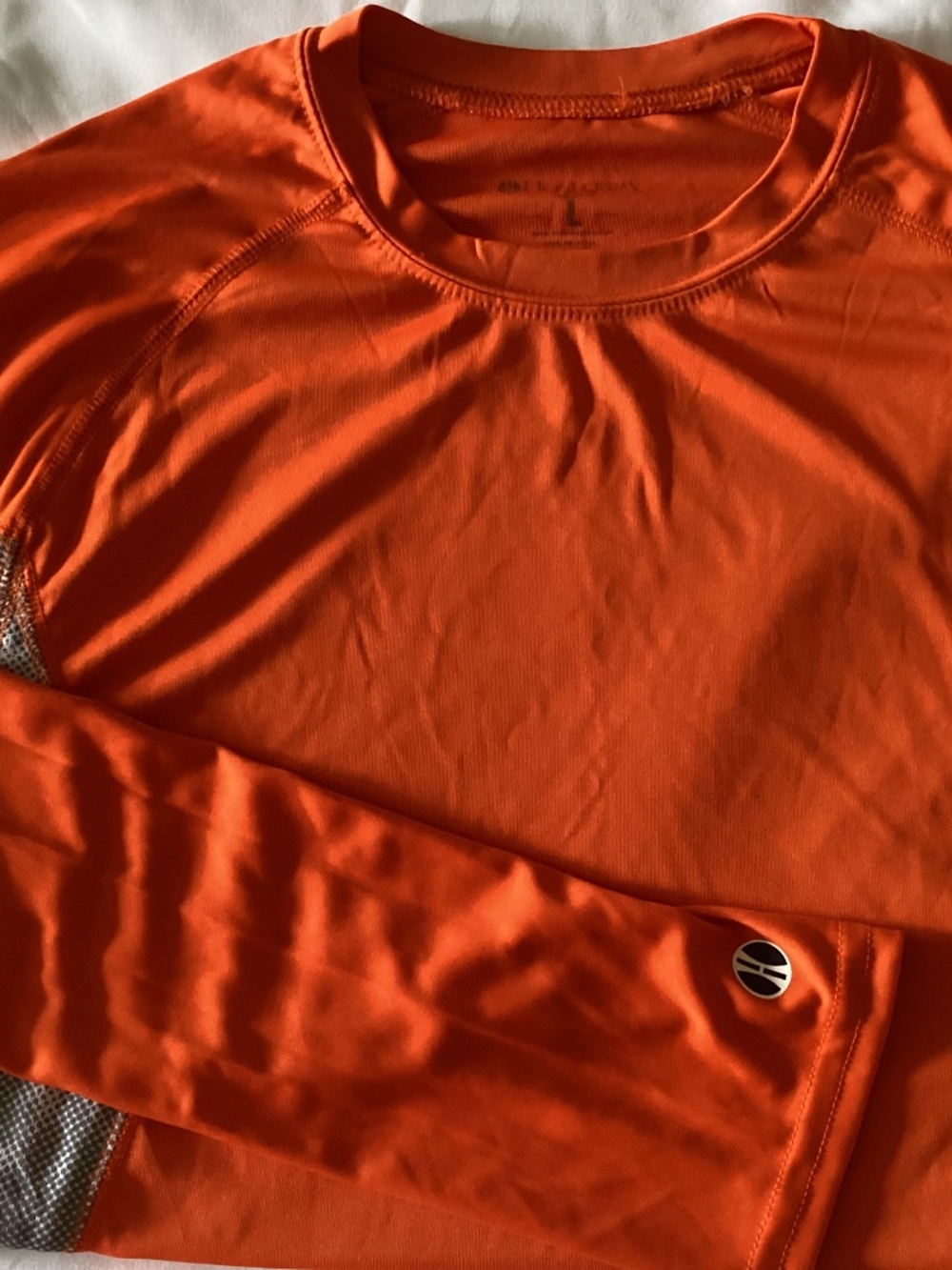 Men’s Holloway Dri-Excel Shirt Long Sleeve Orange n Gray Size Large